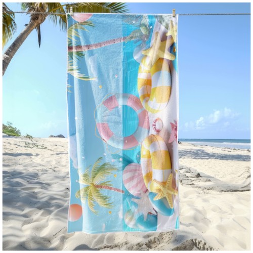 Ręcznik Plażowy Kąpielowy XL 70x140 Koła Ratunkowe Szybkoschnący R136