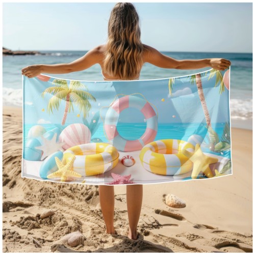 Ręcznik Plażowy Kąpielowy XXL 100x180 Koła Ratunkowe Szybkoschnący R136