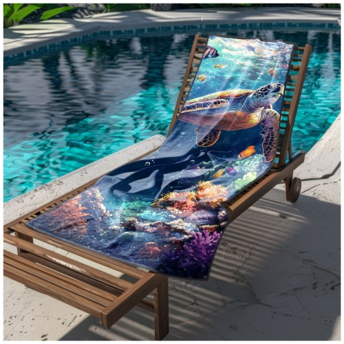 Ręcznik Plażowy Kąpielowy XL 70x140 Żółw Szybkoschnący R115