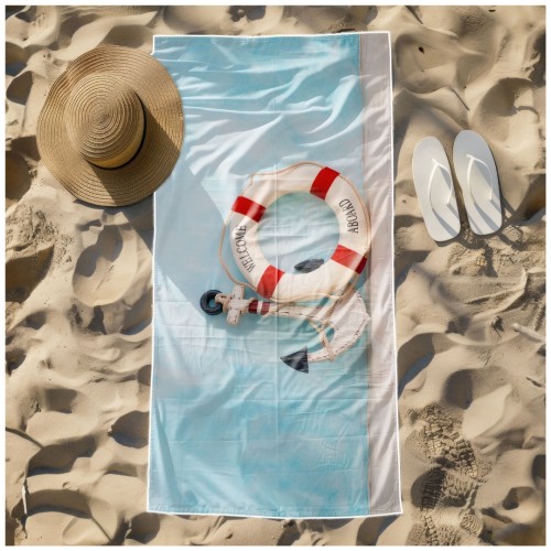 Ręcznik Plażowy Kąpielowy XL 70x140 Kotwica i Koło Szybkoschnący R139