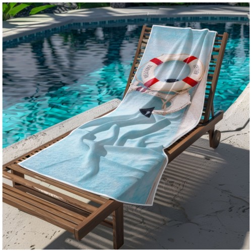 Ręcznik Plażowy Kąpielowy XL 70x140 Kotwica i Koło Szybkoschnący R139