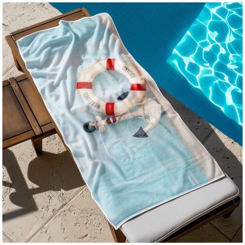 Ręcznik Plażowy Kąpielowy XXL 100x180 Kotwica i Koło Szybkoschnący R139