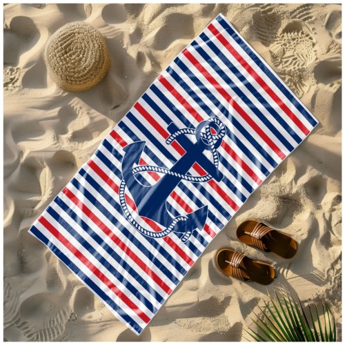 Ręcznik Plażowy Kąpielowy XL 70x140 Kotwica Szybkoschnący R109