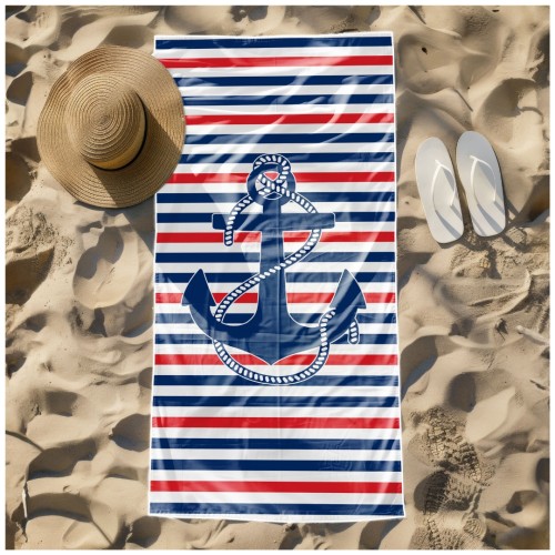 Ręcznik Plażowy Kąpielowy XL 70x140 Kotwica Szybkoschnący R109