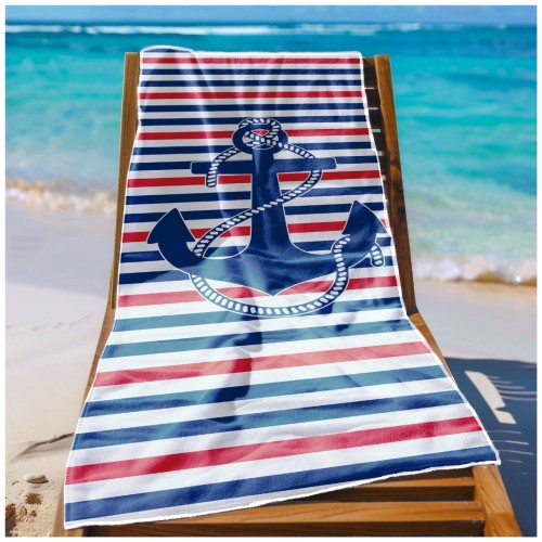 Ręcznik Plażowy Kąpielowy XL 70x140 Kotwica Szybkoschnący R109