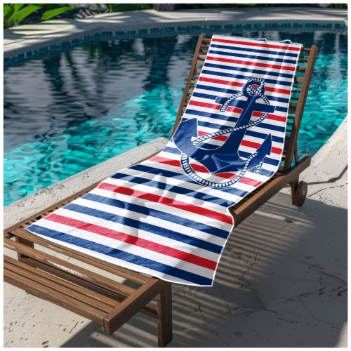 Ręcznik Plażowy Kąpielowy XL 70x140 Kotwica Szybkoschnący R109