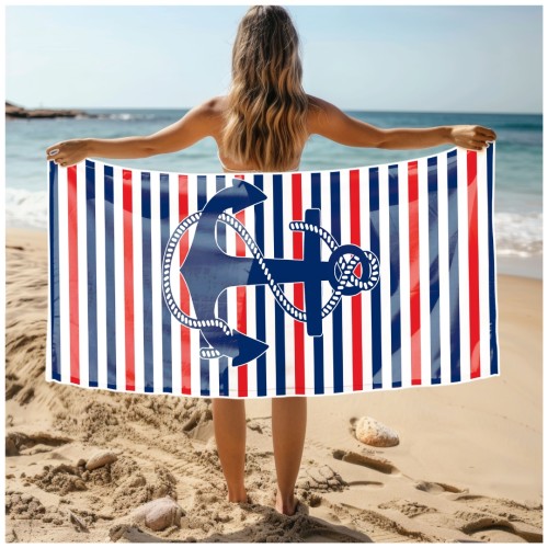 Ręcznik Plażowy Kąpielowy XL 70x140 Kotwica Szybkoschnący R109