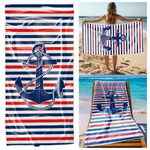 Ręcznik Plażowy Kąpielowy XXL 100x180 Kotwica Szybkoschnący R109