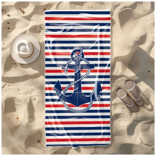 Ręcznik Plażowy Kąpielowy XXL 100x180 Kotwica Szybkoschnący R109