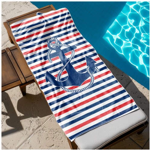 Ręcznik Plażowy Kąpielowy XXL 100x180 Kotwica Szybkoschnący R109