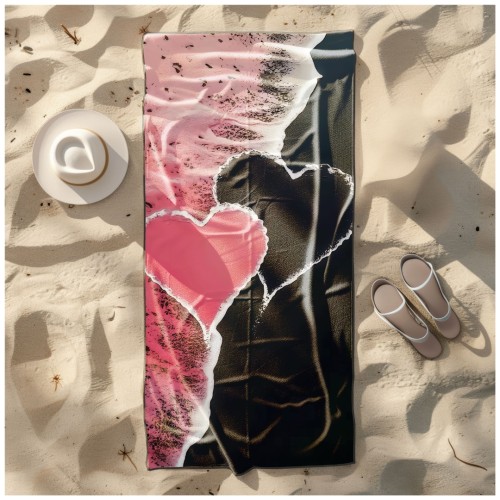 Ręcznik Plażowy Kąpielowy XL 70x140 Serca Szybkoschnący R123