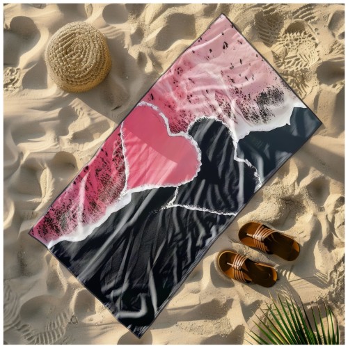 Ręcznik Plażowy Kąpielowy XL 70x140 Serca Szybkoschnący R123