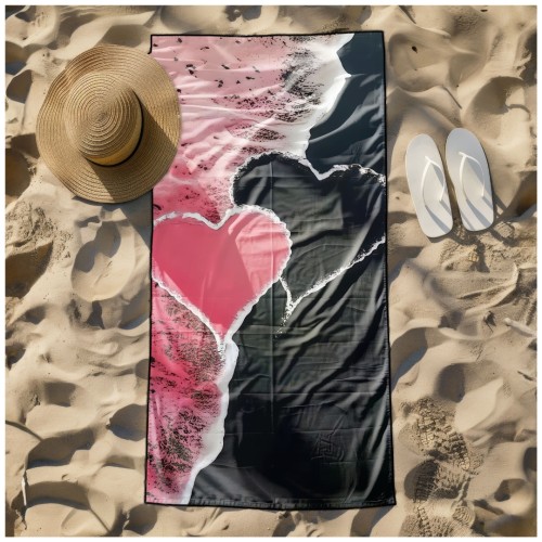 Ręcznik Plażowy Kąpielowy XL 70x140 Serca Szybkoschnący R123