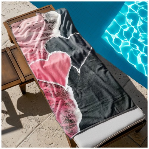 Ręcznik Plażowy Kąpielowy XL 70x140 Serca Szybkoschnący R123