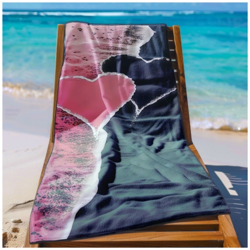 Ręcznik Plażowy Kąpielowy XL 70x140 Serca Szybkoschnący R123