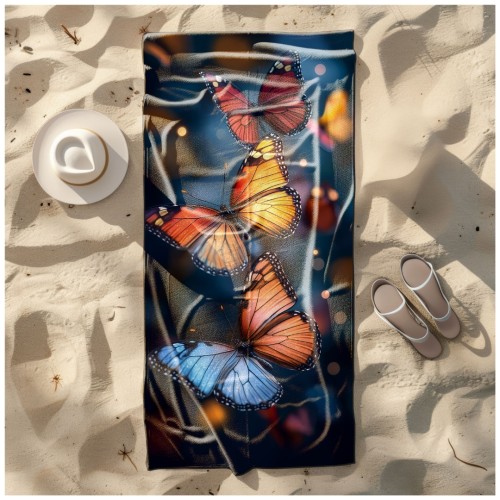 Ręcznik Plażowy Kąpielowy XL 70x140 Motylki Szybkoschnący R105