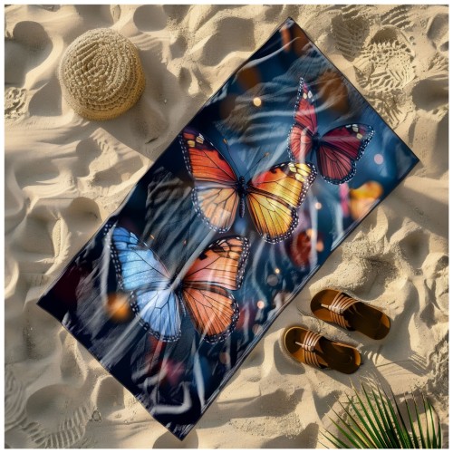 Ręcznik Plażowy Kąpielowy XL 70x140 Motylki Szybkoschnący R105