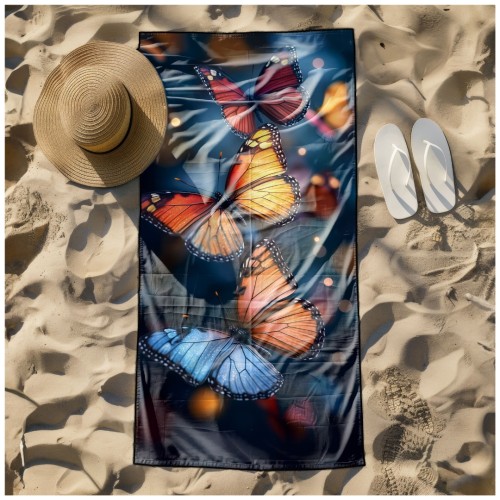 Ręcznik Plażowy Kąpielowy XL 70x140 Motylki Szybkoschnący R105