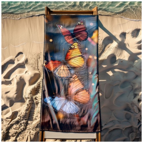 Ręcznik Plażowy Kąpielowy XL 70x140 Motylki Szybkoschnący R105