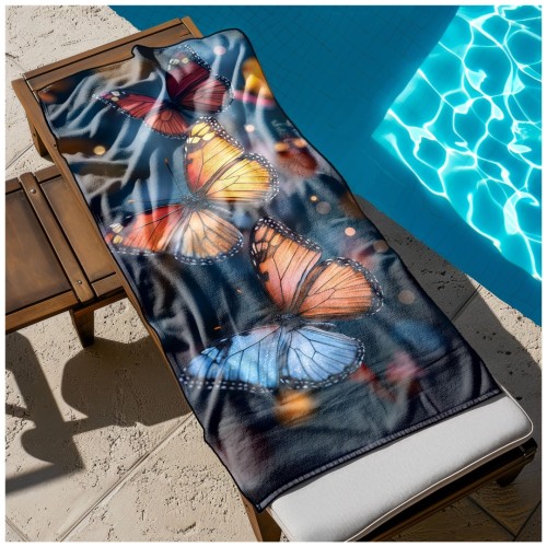 Ręcznik Plażowy Kąpielowy XL 70x140 Motylki Szybkoschnący R105