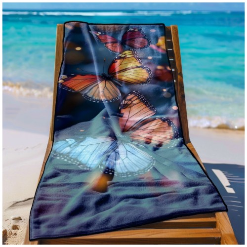 Ręcznik Plażowy Kąpielowy XL 70x140 Motylki Szybkoschnący R105