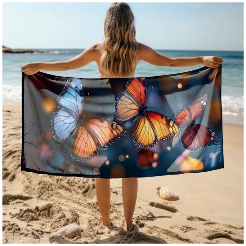 Ręcznik Plażowy Kąpielowy XL 70x140 Motylki Szybkoschnący R105