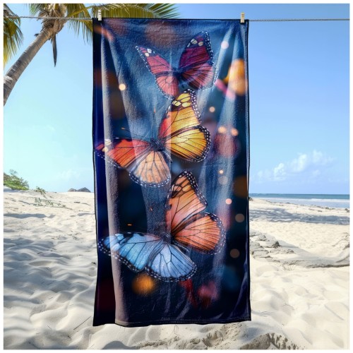 Ręcznik Plażowy Kąpielowy XL 70x140 Motylki Szybkoschnący R105