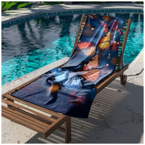 Ręcznik Plażowy Kąpielowy XXL 100x180 Motylki Szybkoschnący R105