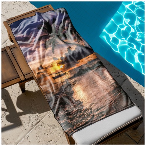 Ręcznik Plażowy Kąpielowy XL 70x140 Zachód Słońca Szybkoschnący R111