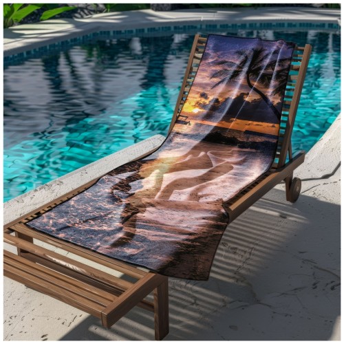 Ręcznik Plażowy Kąpielowy XL 70x140 Zachód Słońca Szybkoschnący R111