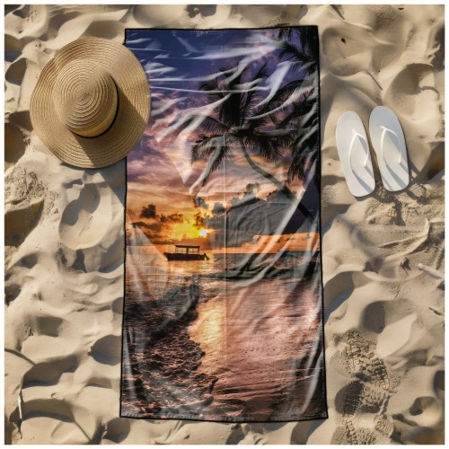 Ręcznik Plażowy Kąpielowy XXL 100x180 Zachód Słońca Szybkoschnący R111