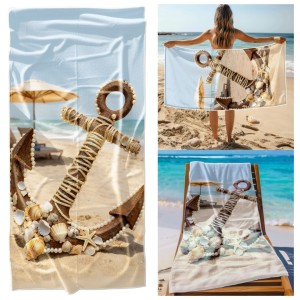 Ręcznik Plażowy Kąpielowy XL 70x140 Kotwica Szybkoschnący R142