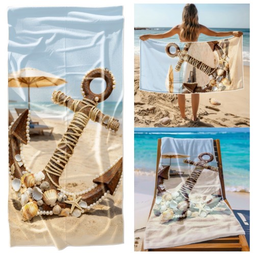 Ręcznik Plażowy Kąpielowy XL 70x140 Kotwica Szybkoschnący R142