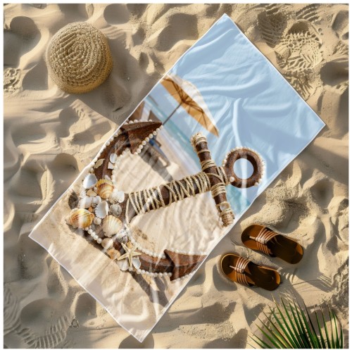 Ręcznik Plażowy Kąpielowy XL 70x140 Kotwica Szybkoschnący R142