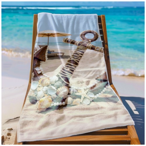 Ręcznik Plażowy Kąpielowy XXL 100x180 Kotwica Szybkoschnący R142