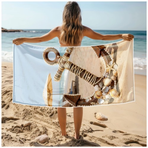 Ręcznik Plażowy Kąpielowy XXL 100x180 Kotwica Szybkoschnący R142