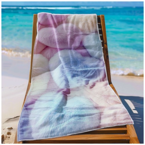 Ręcznik Plażowy Kąpielowy XL 70x140 Pluszowe Serca Szybkoschnący R124