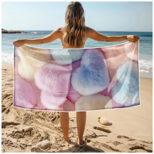 Ręcznik Plażowy Kąpielowy XXL 100x180 Pluszowe Serca Szybkoschnący R124