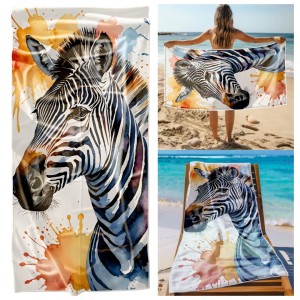 Ręcznik Plażowy Kąpielowy XXL 100x180 Zebra Szybkoschnący R130