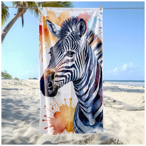 Ręcznik Plażowy Kąpielowy XXL 100x180 Zebra Szybkoschnący R130