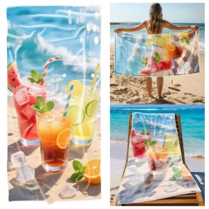 Ręcznik Plażowy Kąpielowy XL 70x140 Napoje Szybkoschnący R131