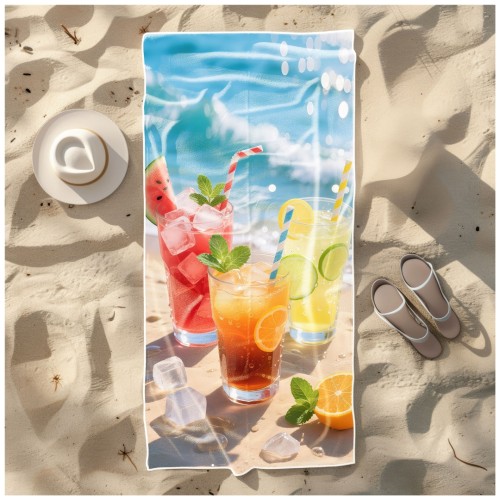 Ręcznik Plażowy Kąpielowy XXL 100x180 Napoje Szybkoschnący R131