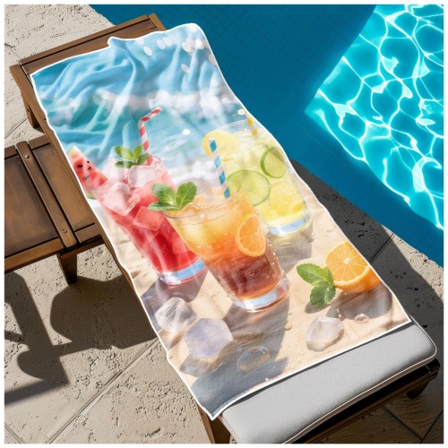 Ręcznik Plażowy Kąpielowy XXL 100x180 Napoje Szybkoschnący R131