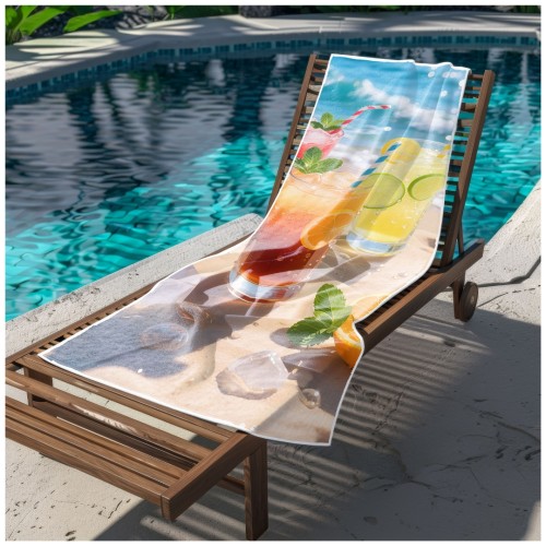 Ręcznik Plażowy Kąpielowy XXL 100x180 Napoje Szybkoschnący R131