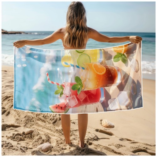 Ręcznik Plażowy Kąpielowy XXL 100x180 Napoje Szybkoschnący R131