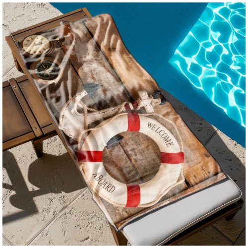 Ręcznik Plażowy Kąpielowy XL 70x140 Kotwica i Koło Szybkoschnący R144