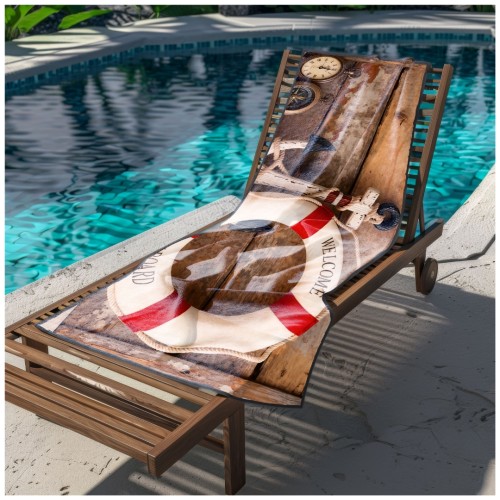 Ręcznik Plażowy Kąpielowy XL 70x140 Kotwica i Koło Szybkoschnący R144