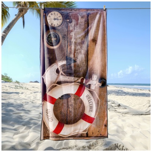 Ręcznik Plażowy Kąpielowy XXL 100x180 Kotwica i Koło Szybkoschnący R144