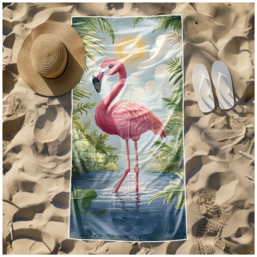 Ręcznik Plażowy Kąpielowy XXL 100x180 Flaming Szybkoschnący R108