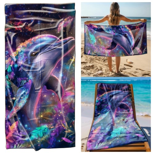 Ręcznik Plażowy Kąpielowy XL 70x140 Delfin Szybkoschnący R110